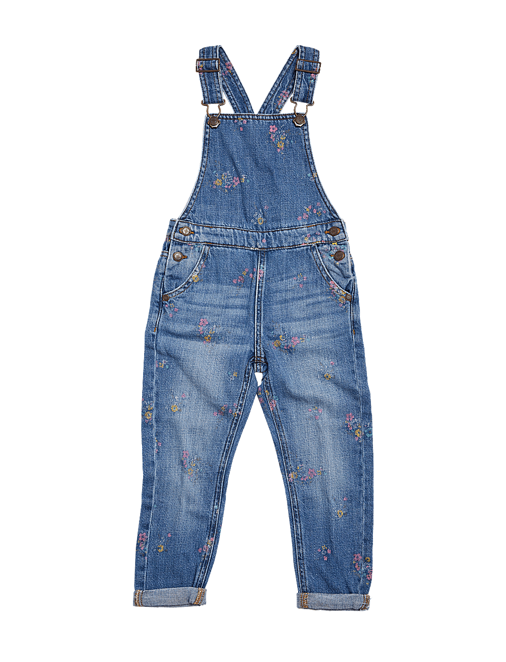 Denim Floral Print Dungarees (2-7 Yrs)