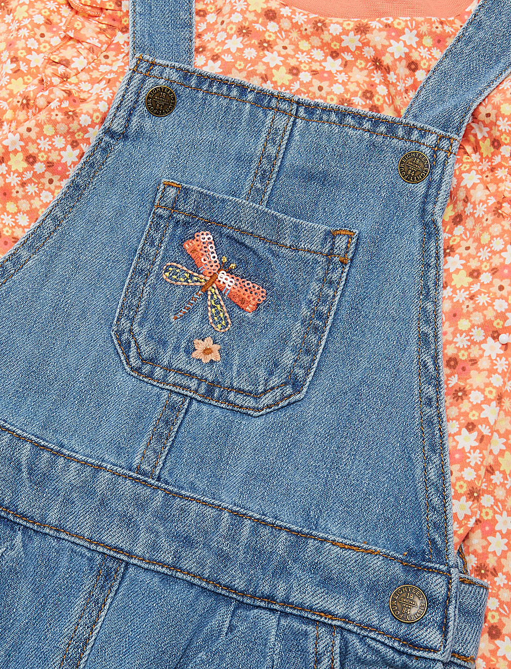 Denim Dungaree Floral Outfit (2-7 Yrs)