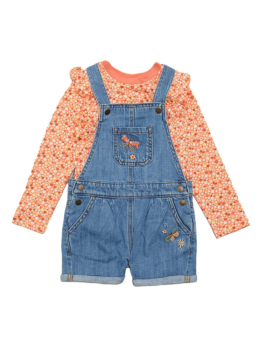 Denim Dungaree Floral Outfit (2-7 Yrs)
