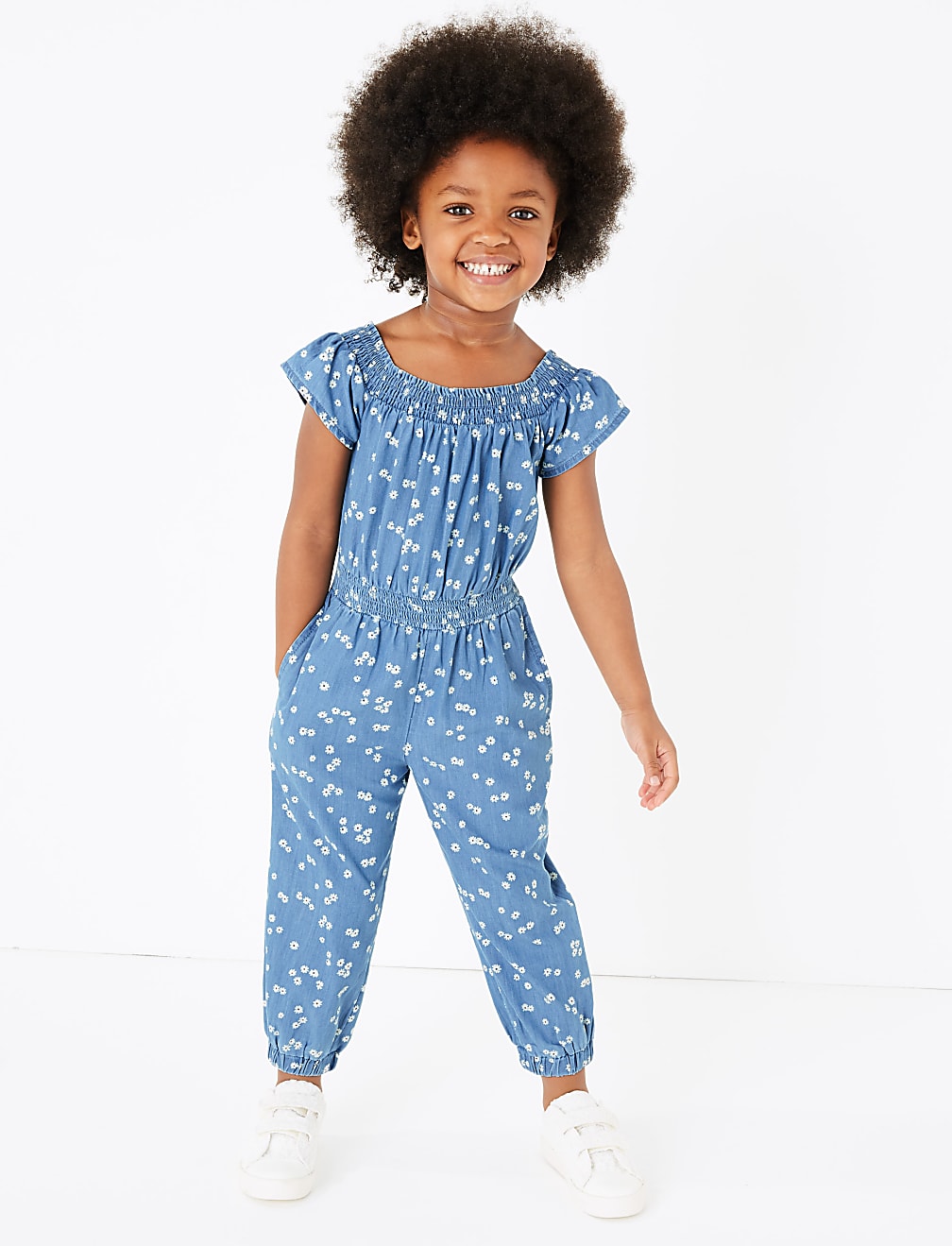 Chambray Daisy Print Jumpsuit (2-7 Yrs)