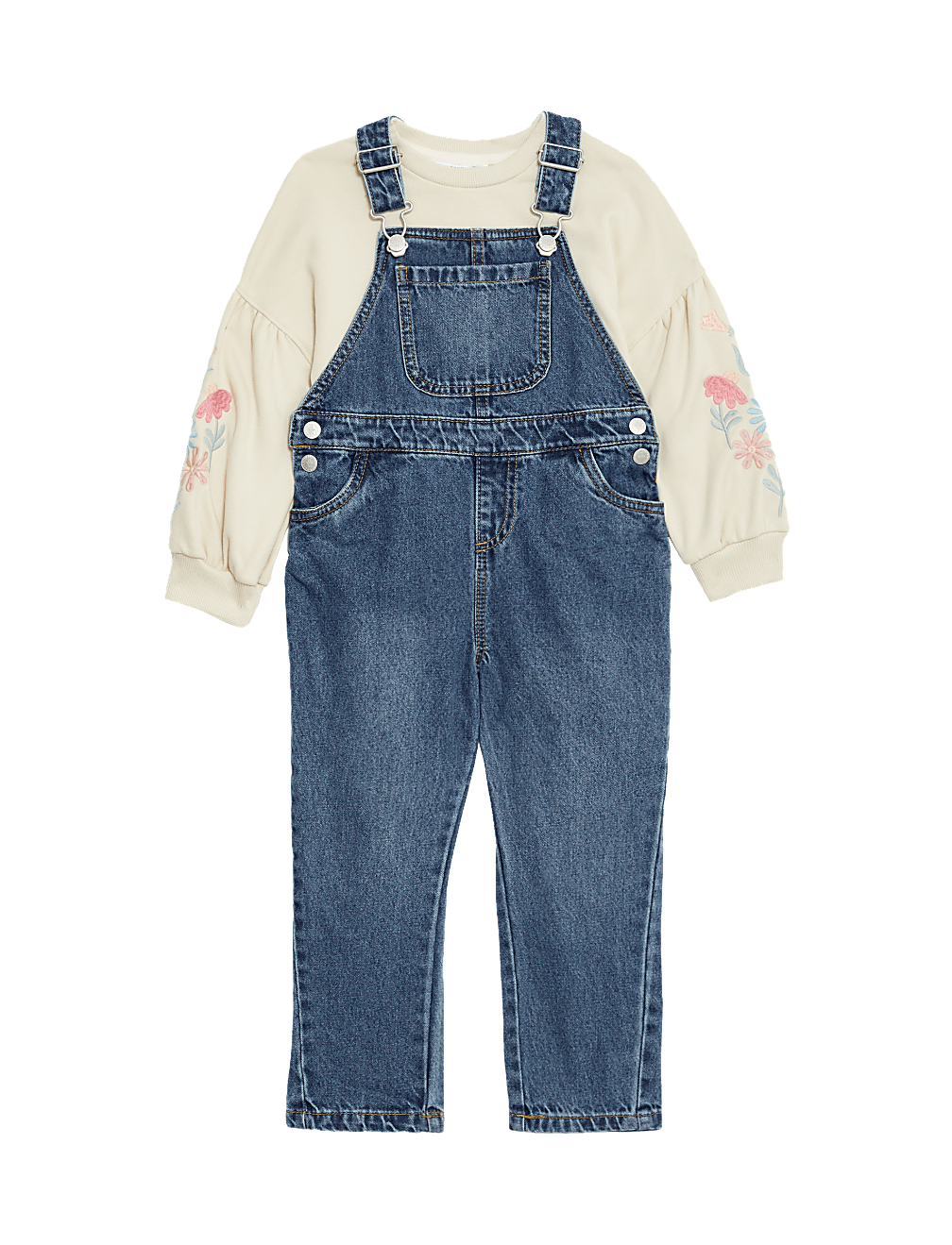 2pc Denim Dungaree and Sweatshirt Outfit (2-8 Yrs)