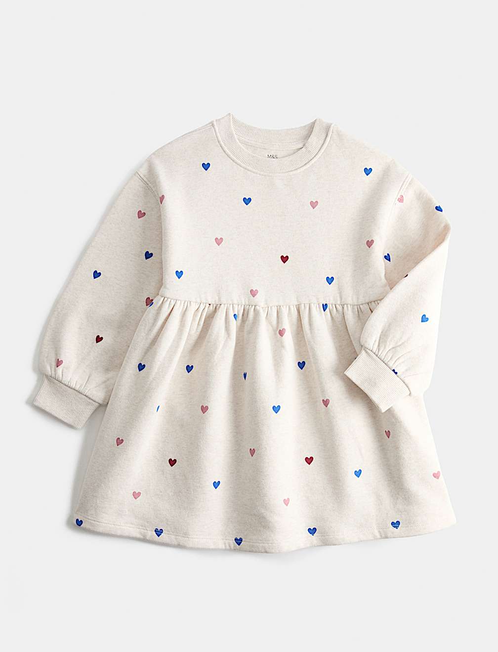 Cotton Rich Heart Print Sweatshirt Dress (2-8 Yrs)
