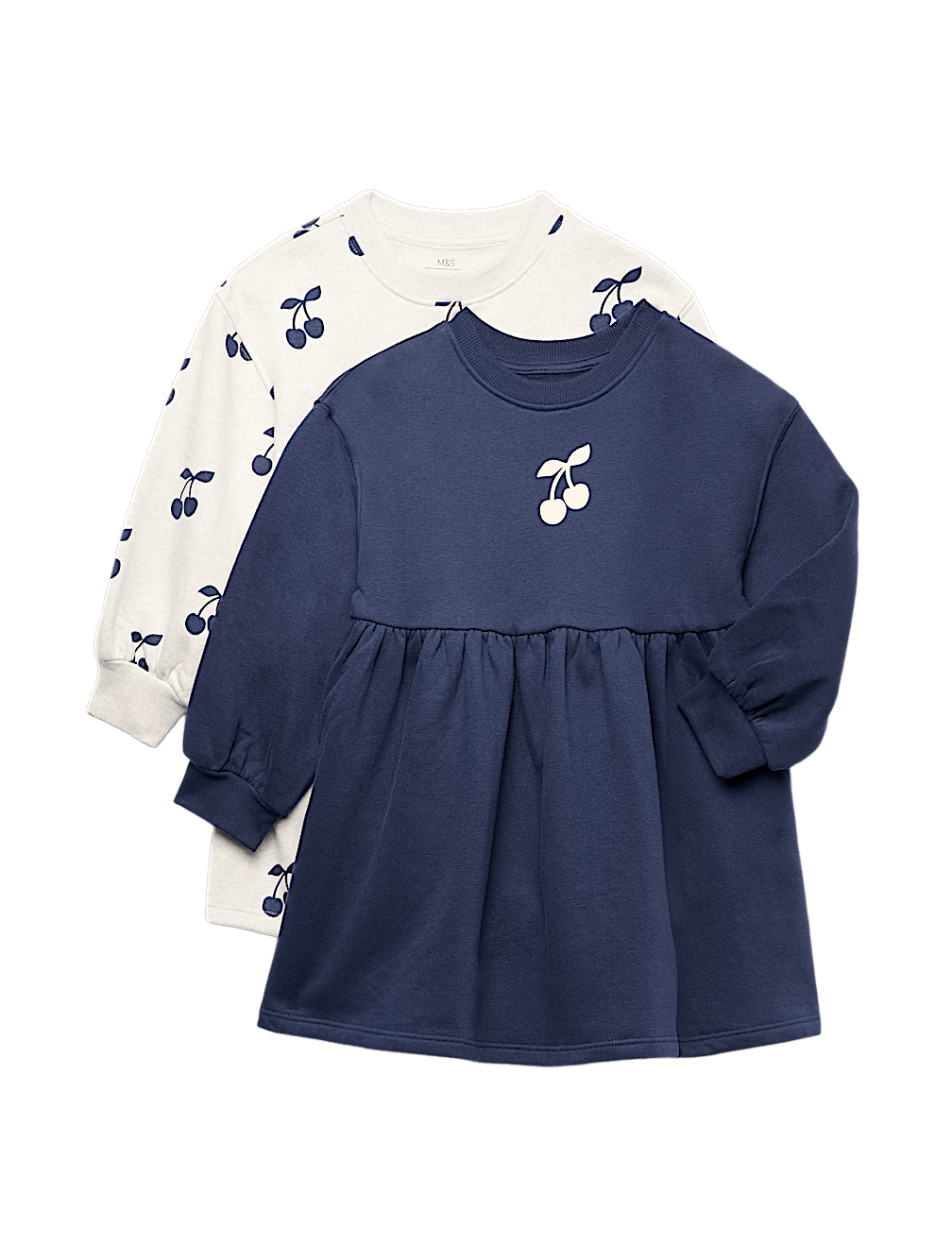 2 Pack Cotton Rich Cherry Sweatshirt Dresses (2-8 Yrs)