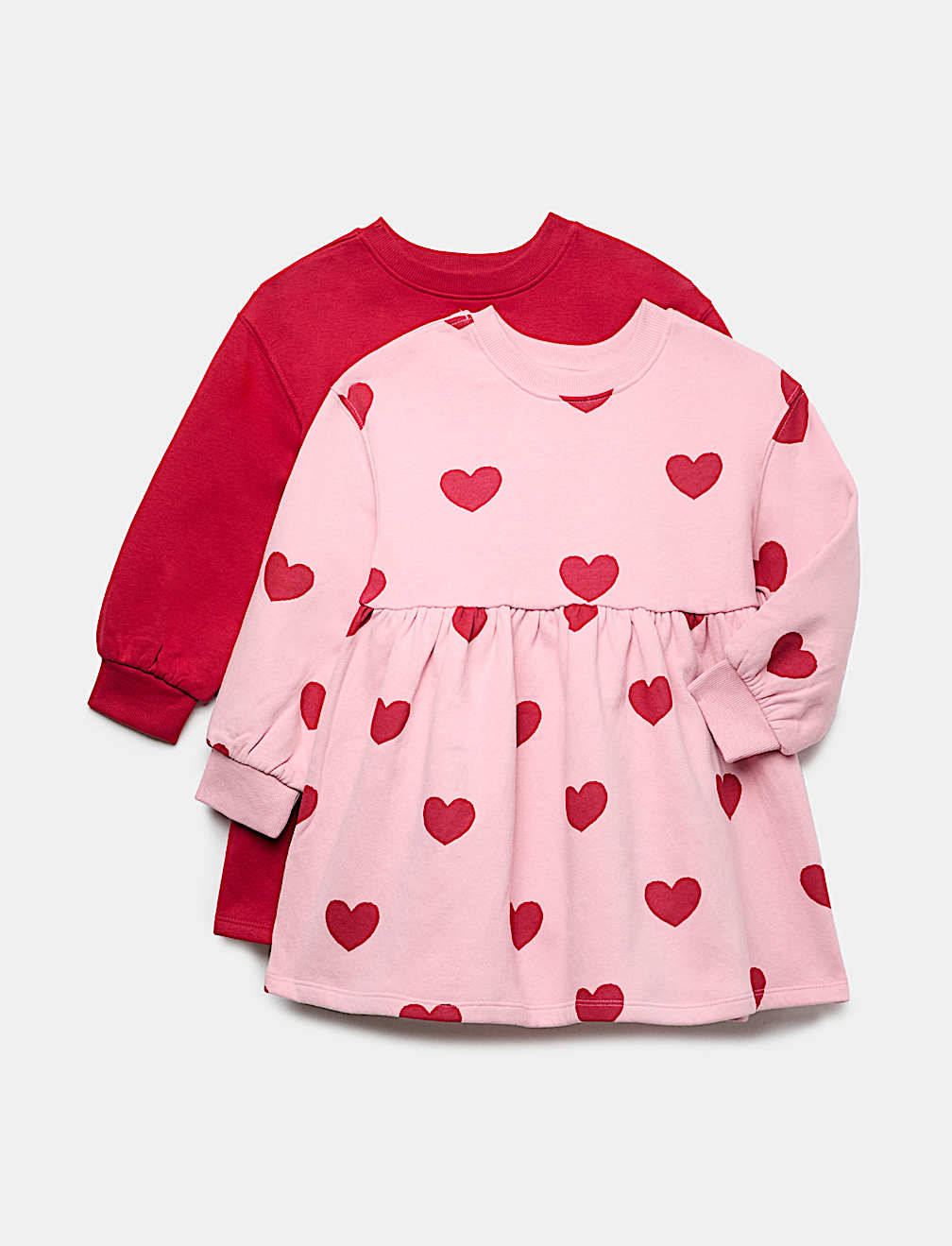 2 Pack Cotton Rich Heart Sweatshirt Dresses (2-8 Yrs)