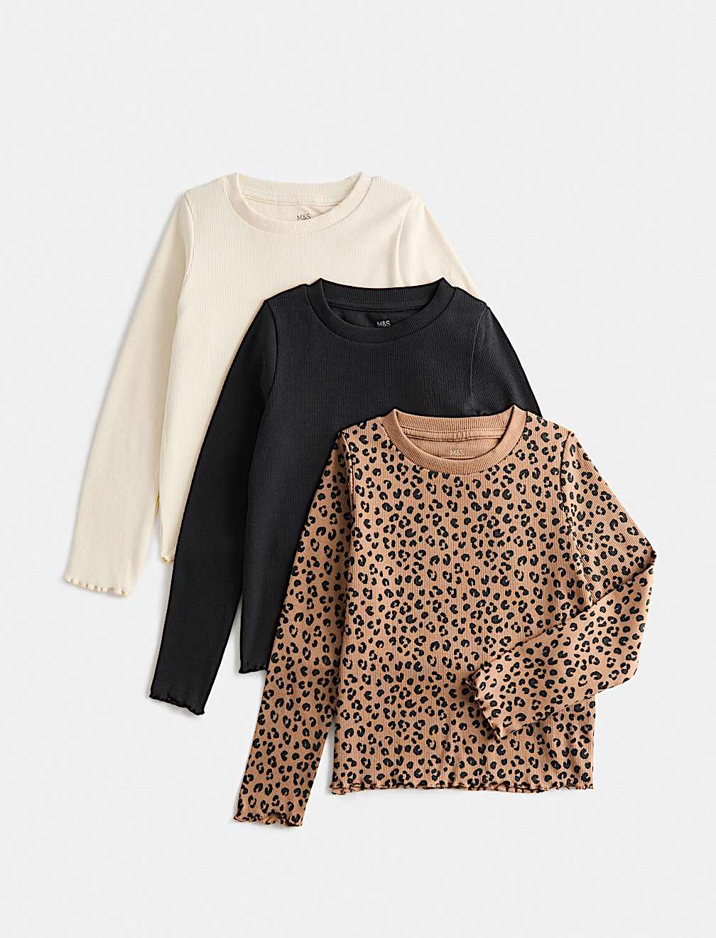 3 Pack Cotton Rich Leopard Print Tops (2-10 Yrs)