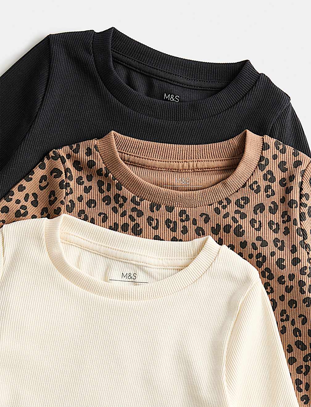 3 Pack Cotton Rich Leopard Print Tops (2-10 Yrs)