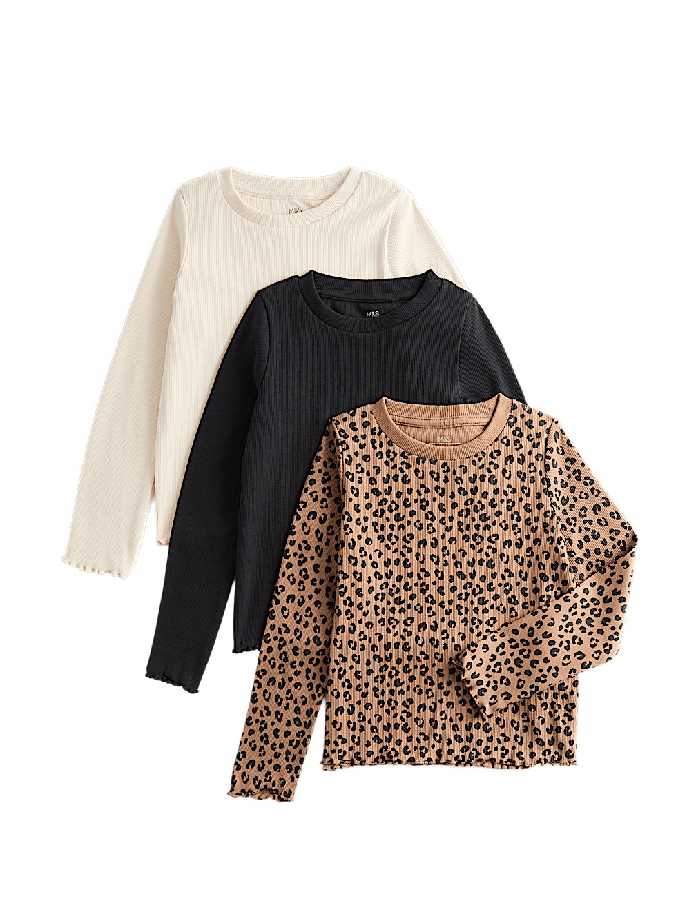 3 Pack Cotton Rich Leopard Print Tops (2-10 Yrs)