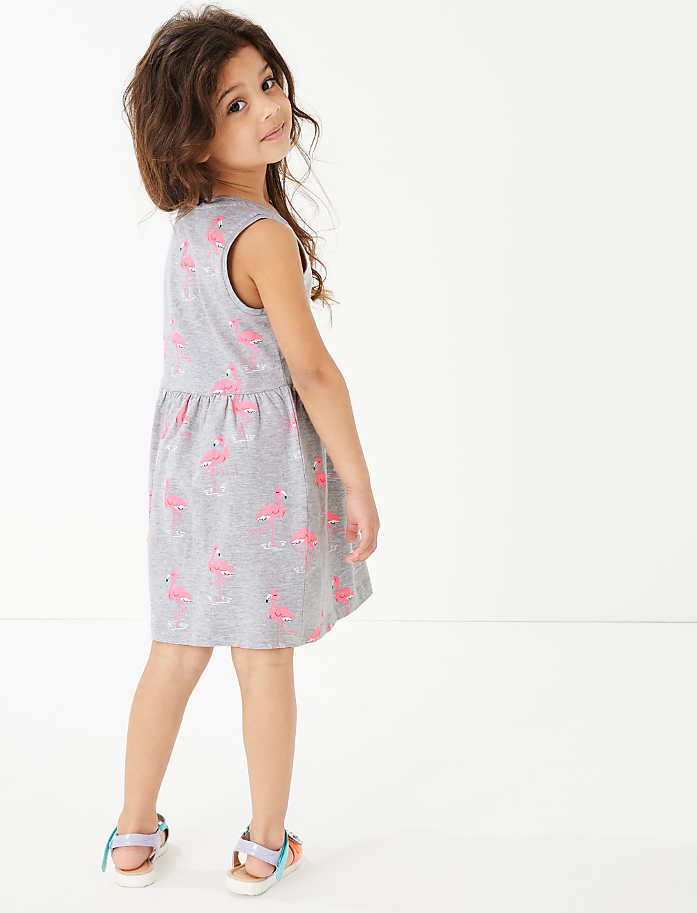 Cotton Flamingo Print Dress (2-7 Yrs)