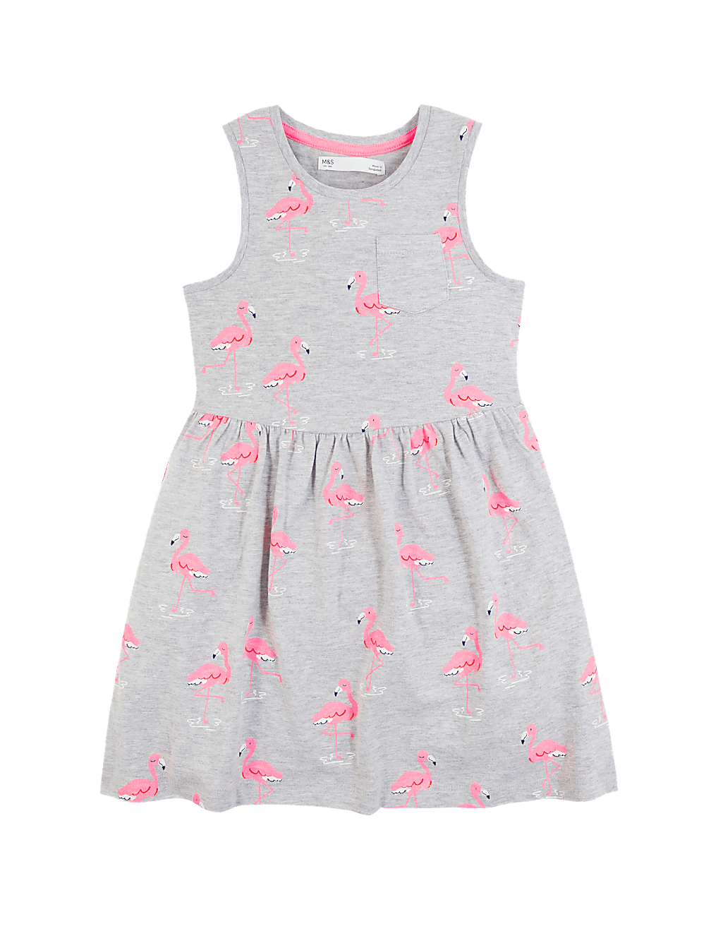 Cotton Flamingo Print Dress (2-7 Yrs)