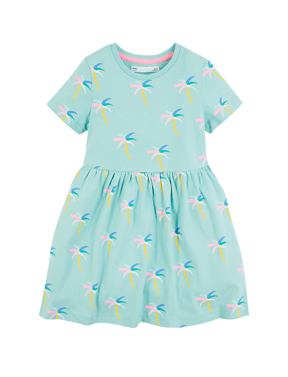 Cotton All Over Palm Print Dress (2-7 Yrs)