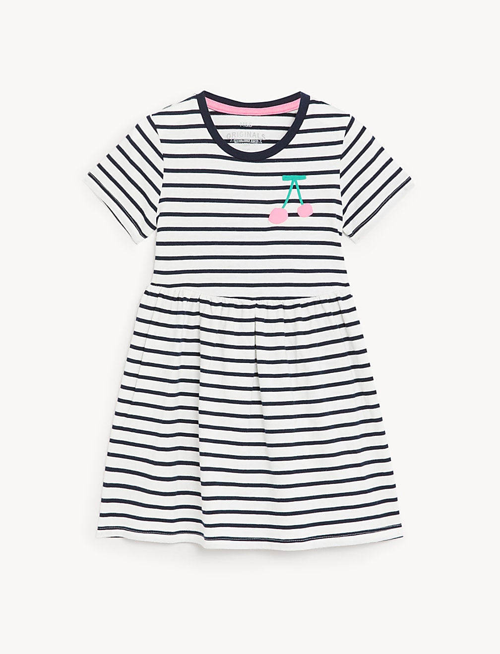 Pure Cotton Stripes Round Neck Dress
