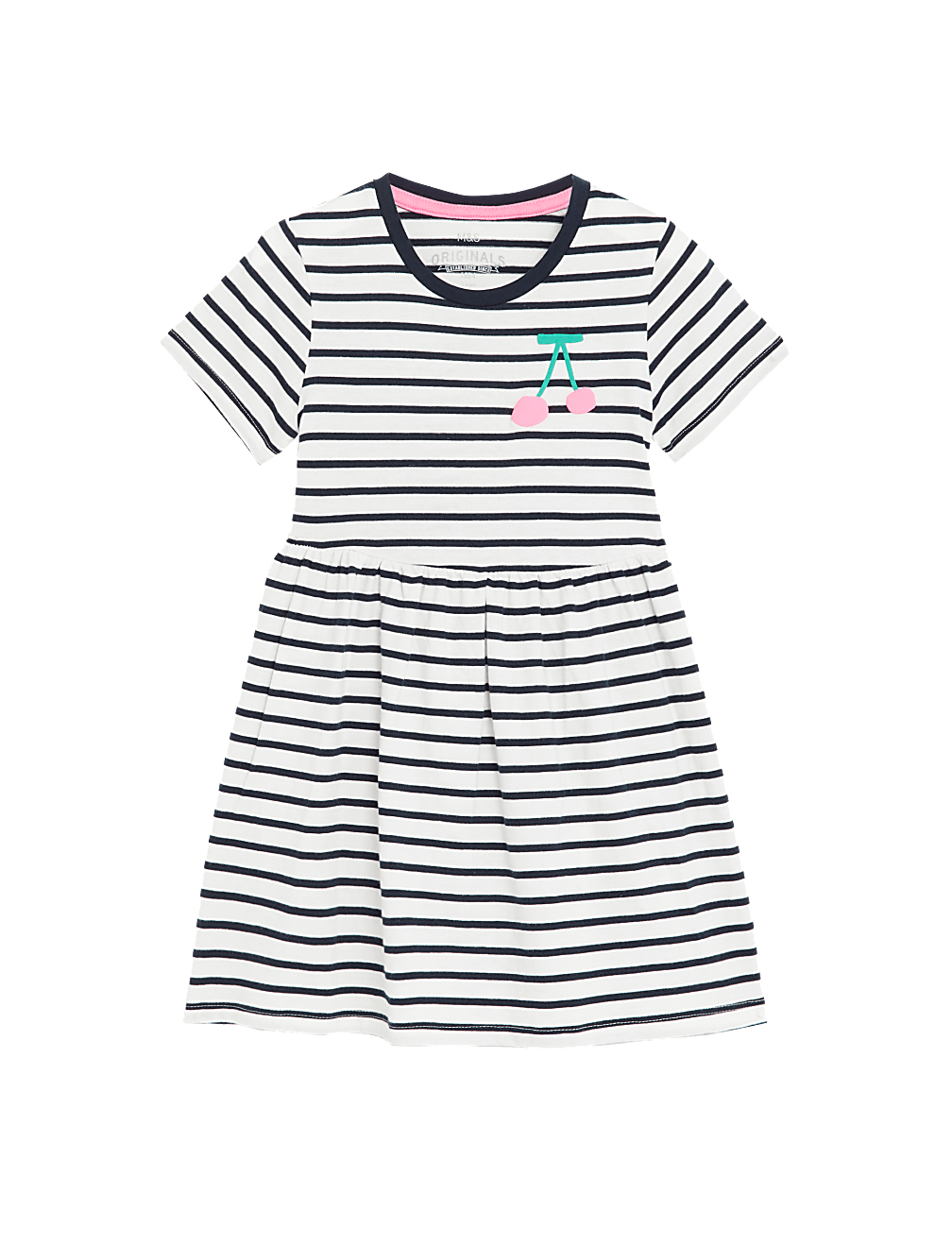 Pure Cotton Stripes Round Neck Dress