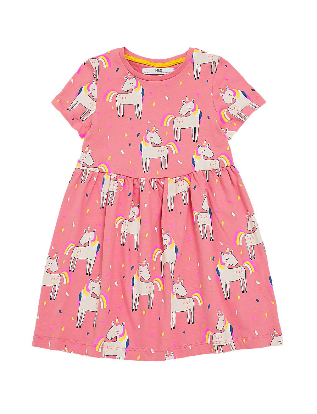Pure Cotton Unicorn Print Dress (2-7 Yrs)