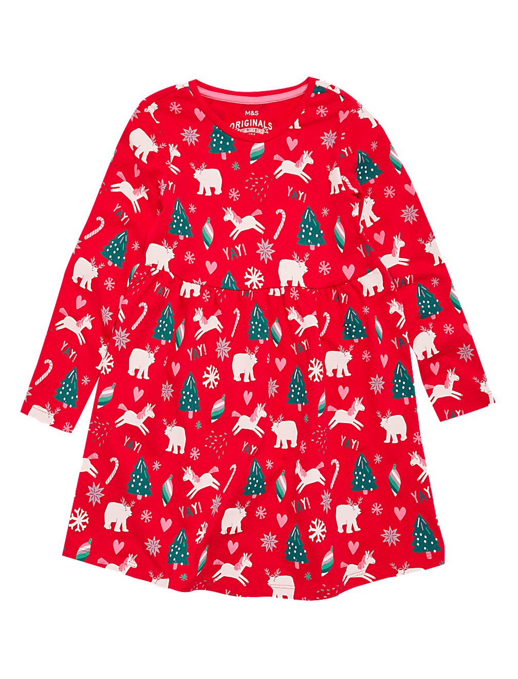 Pure Cotton Christmas Print Dress (2-7 Yrs)
