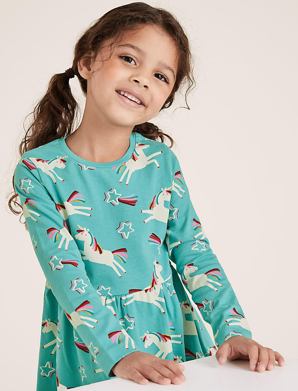 Pure Cotton Unicorn Star Print Dress (2-7 Yrs)
