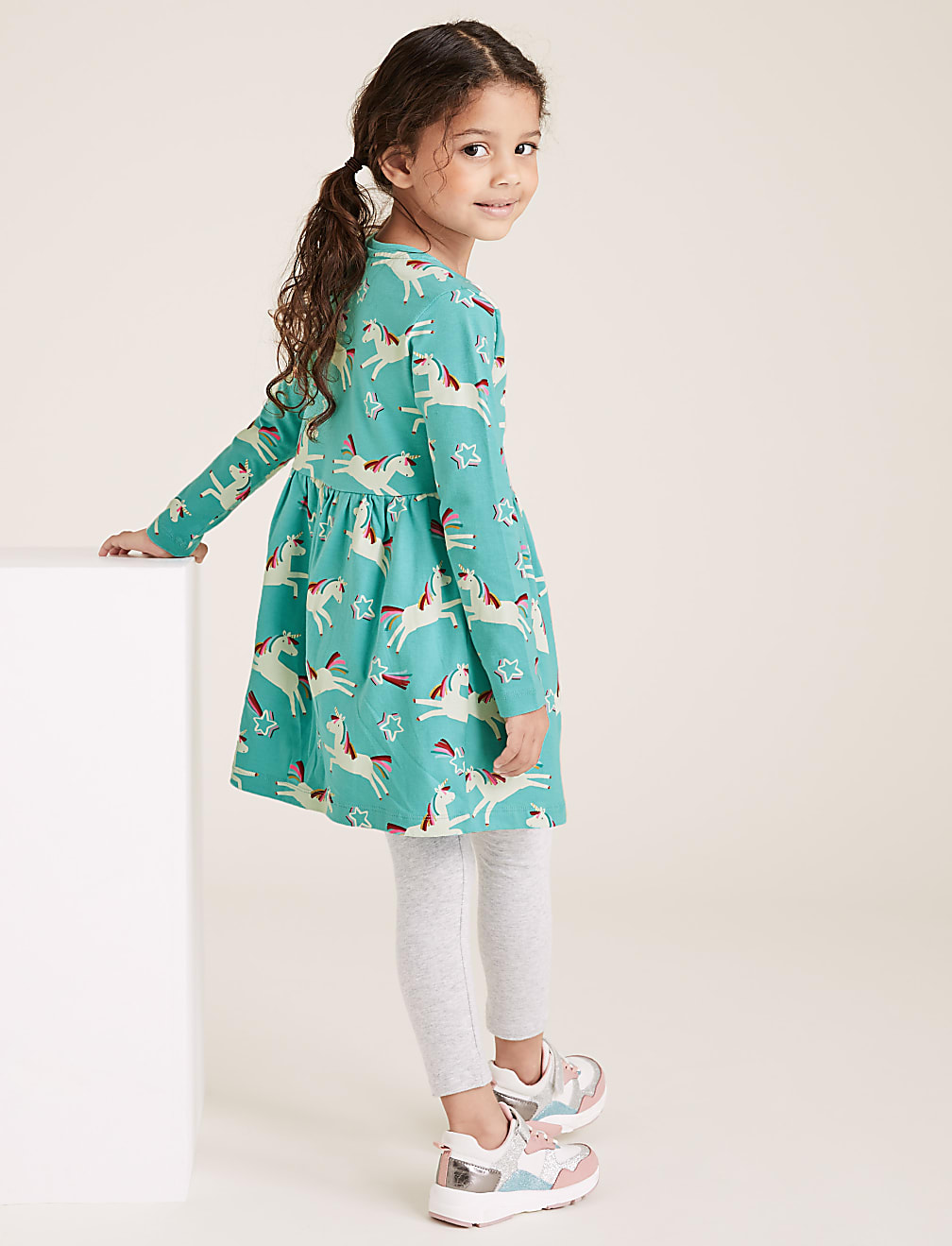 Pure Cotton Unicorn Star Print Dress (2-7 Yrs)