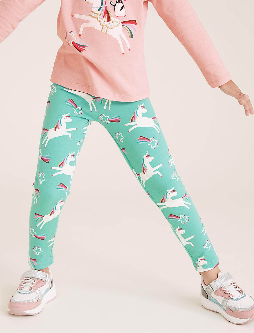 Cotton Unicorn Star Print Leggings (2-7 Yrs)