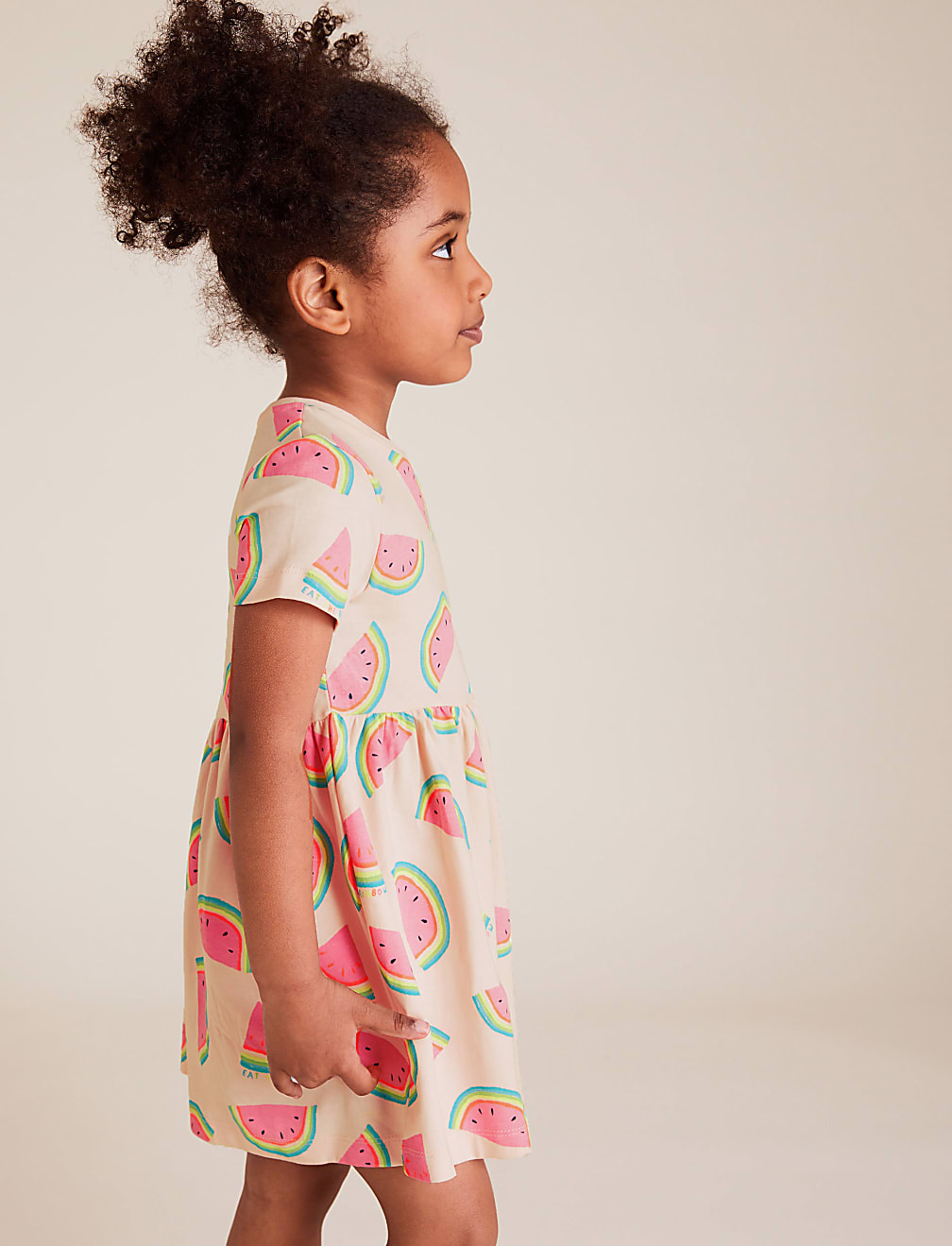 Pure Cotton Melon Print Dress (2-7 Yrs)