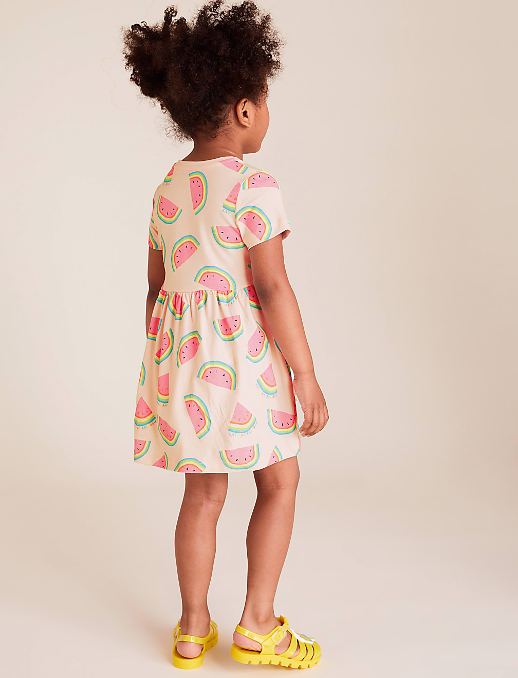 Pure Cotton Melon Print Dress (2-7 Yrs)