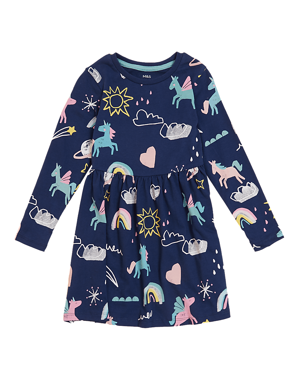 Pure Cotton Unicorn Print Dress (2-7 Yrs)