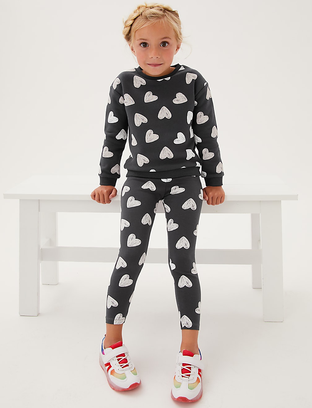 Cotton Rich Heart Print Leggings (2-7 Yrs)