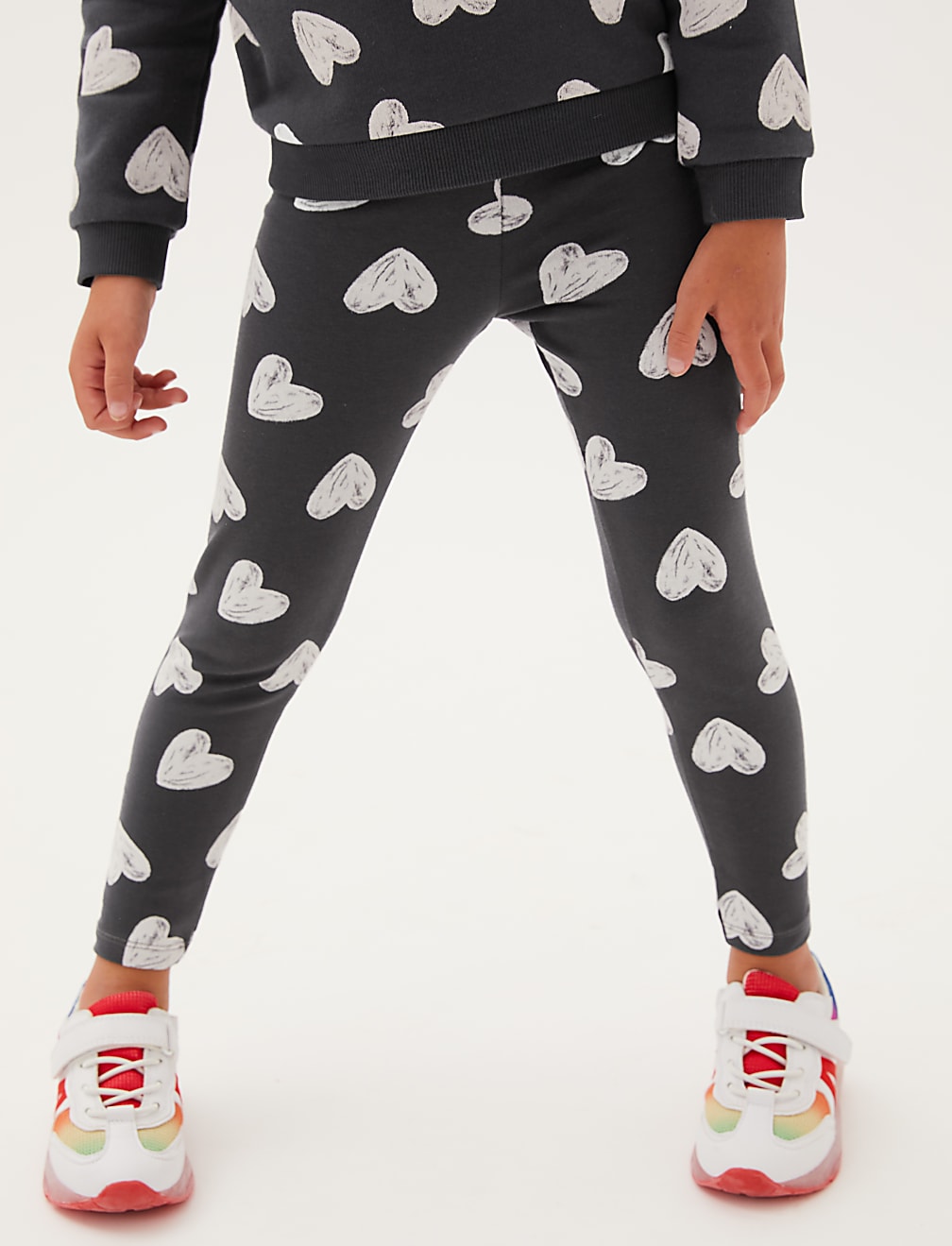 Cotton Rich Heart Print Leggings (2-7 Yrs)