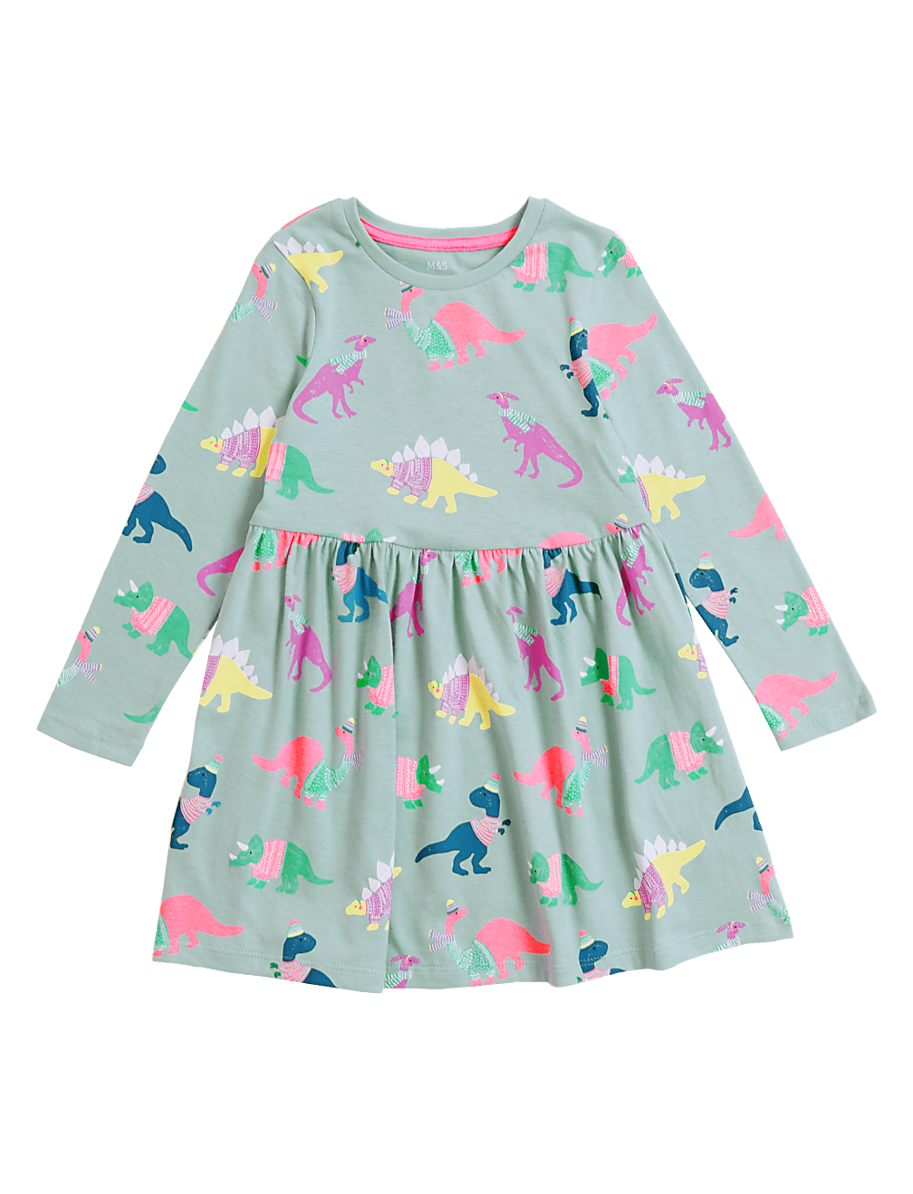 Pure Cotton Dinosaur Print Dress (2-7 Yrs)