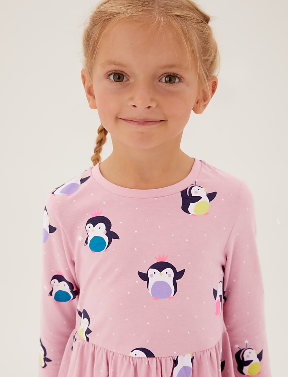 Pure Cotton Penguin Print Dress (2-7 Yrs)