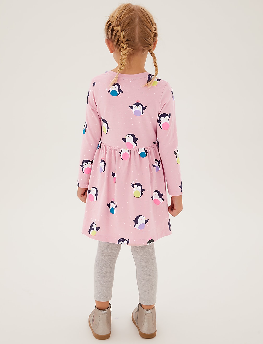 Pure Cotton Penguin Print Dress (2-7 Yrs)