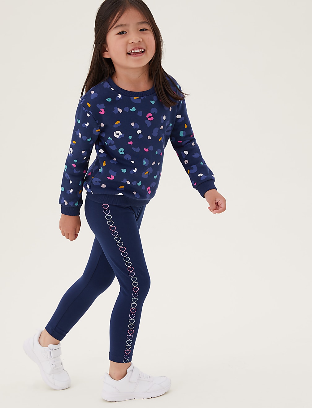 Cotton Rich Heart Print Leggings (2-7 Yrs)