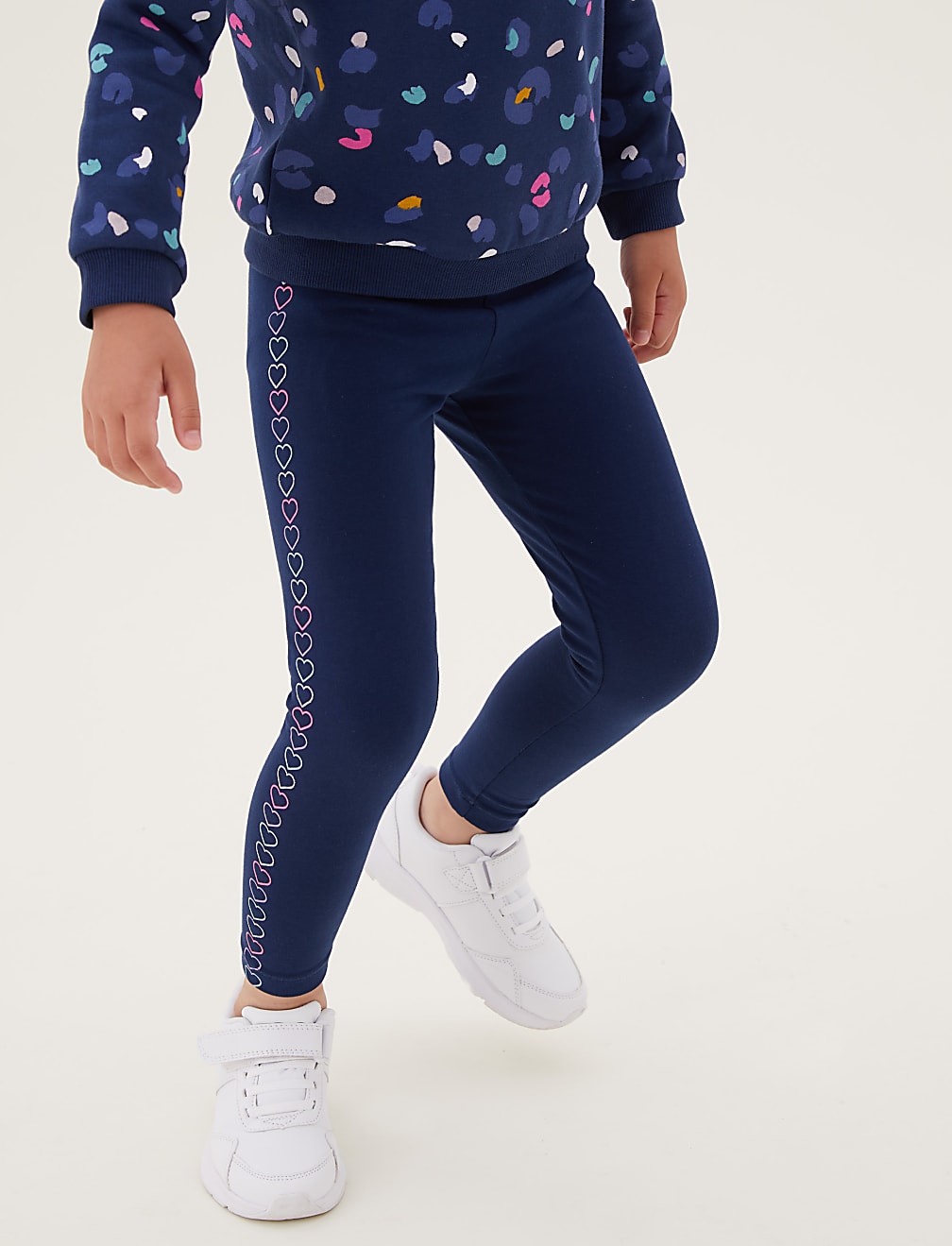 Cotton Rich Heart Print Leggings (2-7 Yrs)