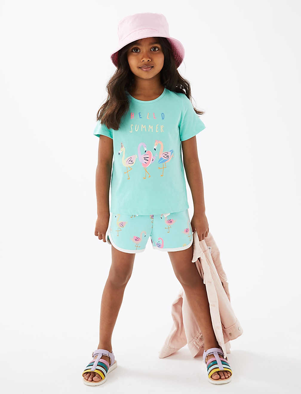 Pure Cotton Flamingo Print Shorts (2-7 Yrs)