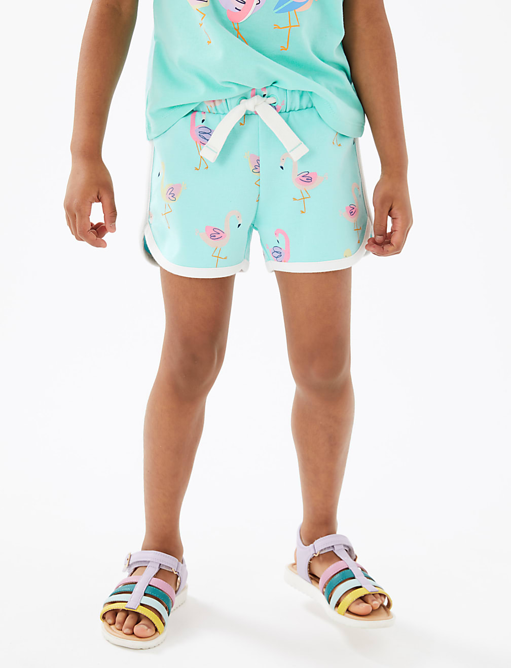 Pure Cotton Flamingo Print Shorts (2-7 Yrs)
