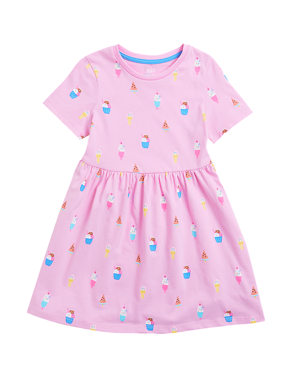 Pure Cotton Ice Cream Print Dress (2-7 Yrs)