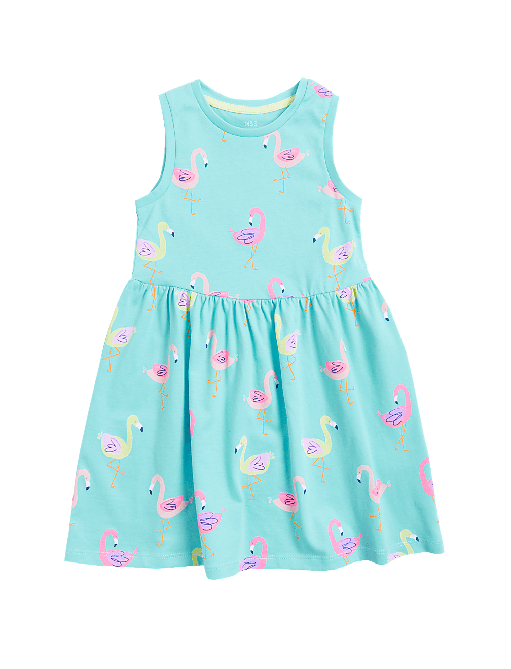 Pure Cotton Flamingo Print Dress (2 - 7 Yrs)