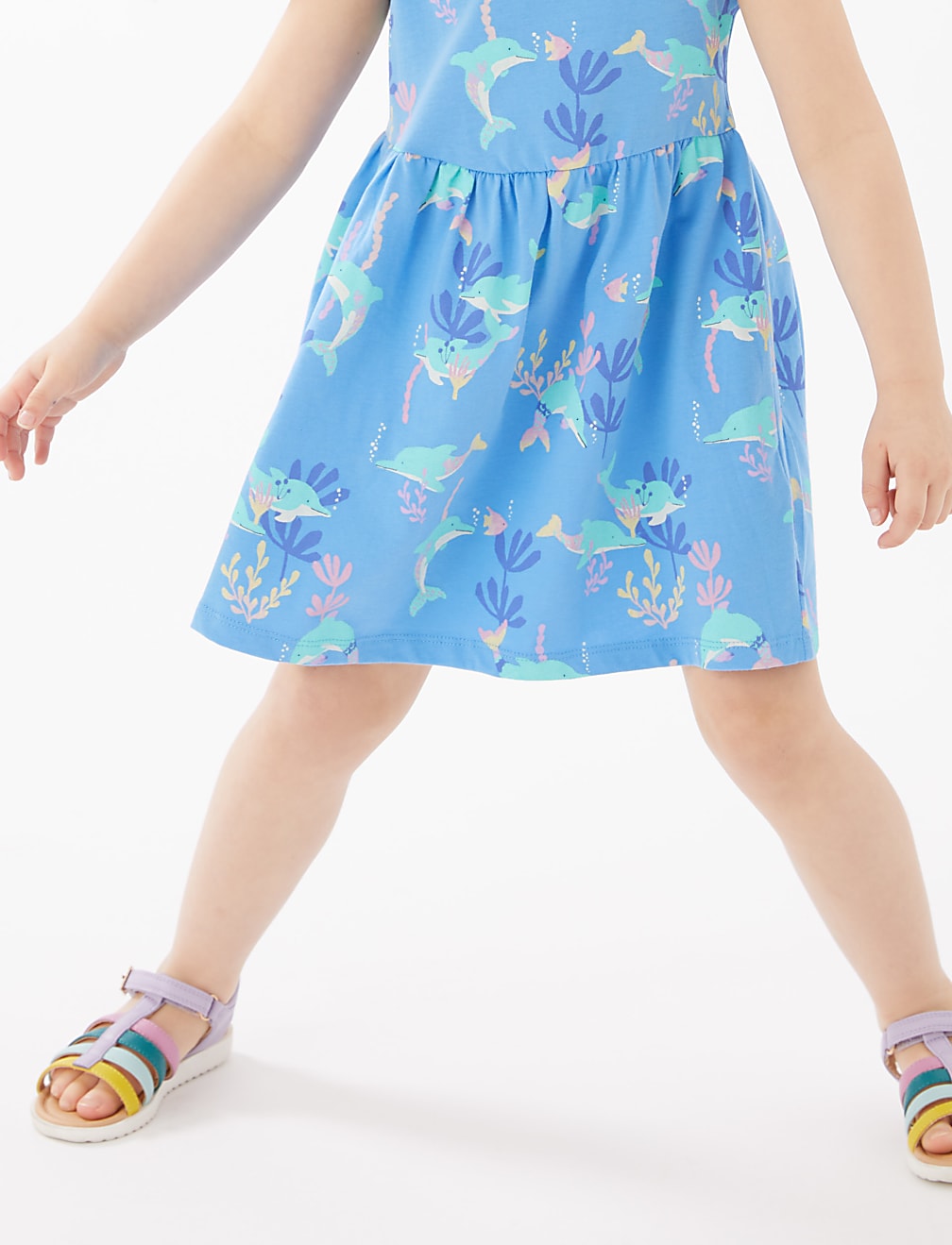 Pure Cotton Dolphin Print Dress (2 - 7 Yrs)