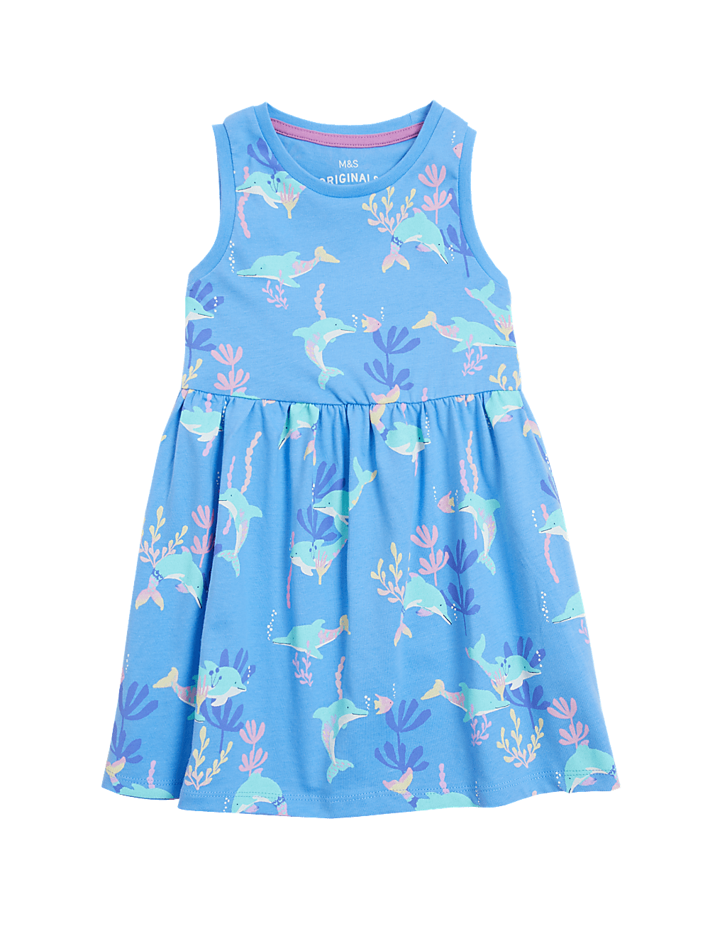 Pure Cotton Dolphin Print Dress (2 - 7 Yrs)