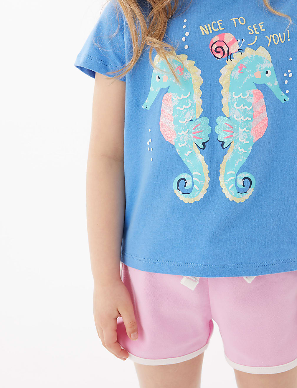 Pure Cotton Sea Horse Sequin T-Shirt (2-7 Yrs)