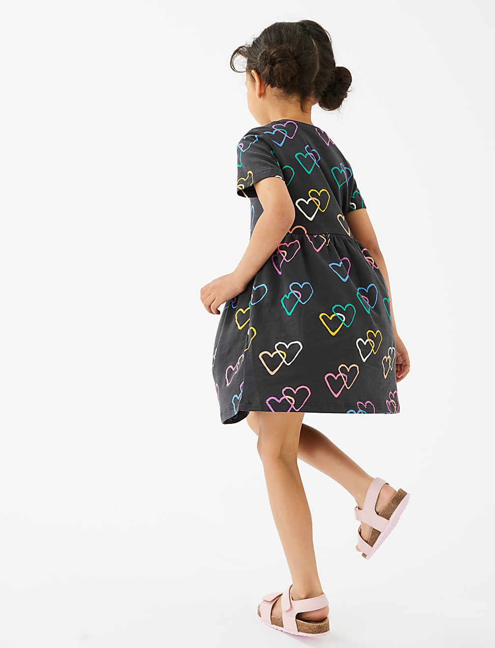 Pure Cotton Heart Print Dress (2-7 Yrs)