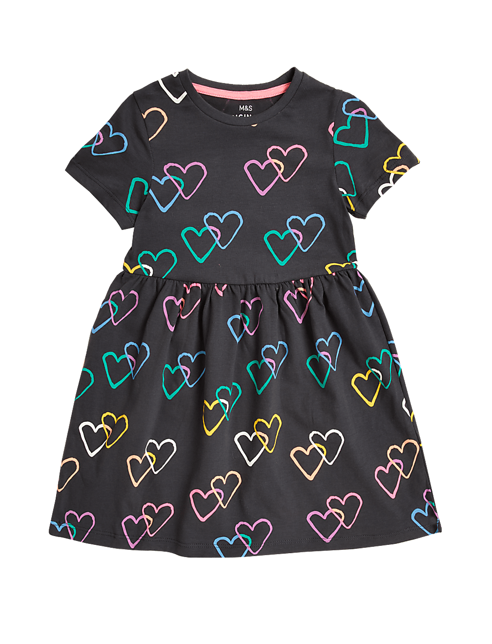 Pure Cotton Heart Print Dress (2-7 Yrs)