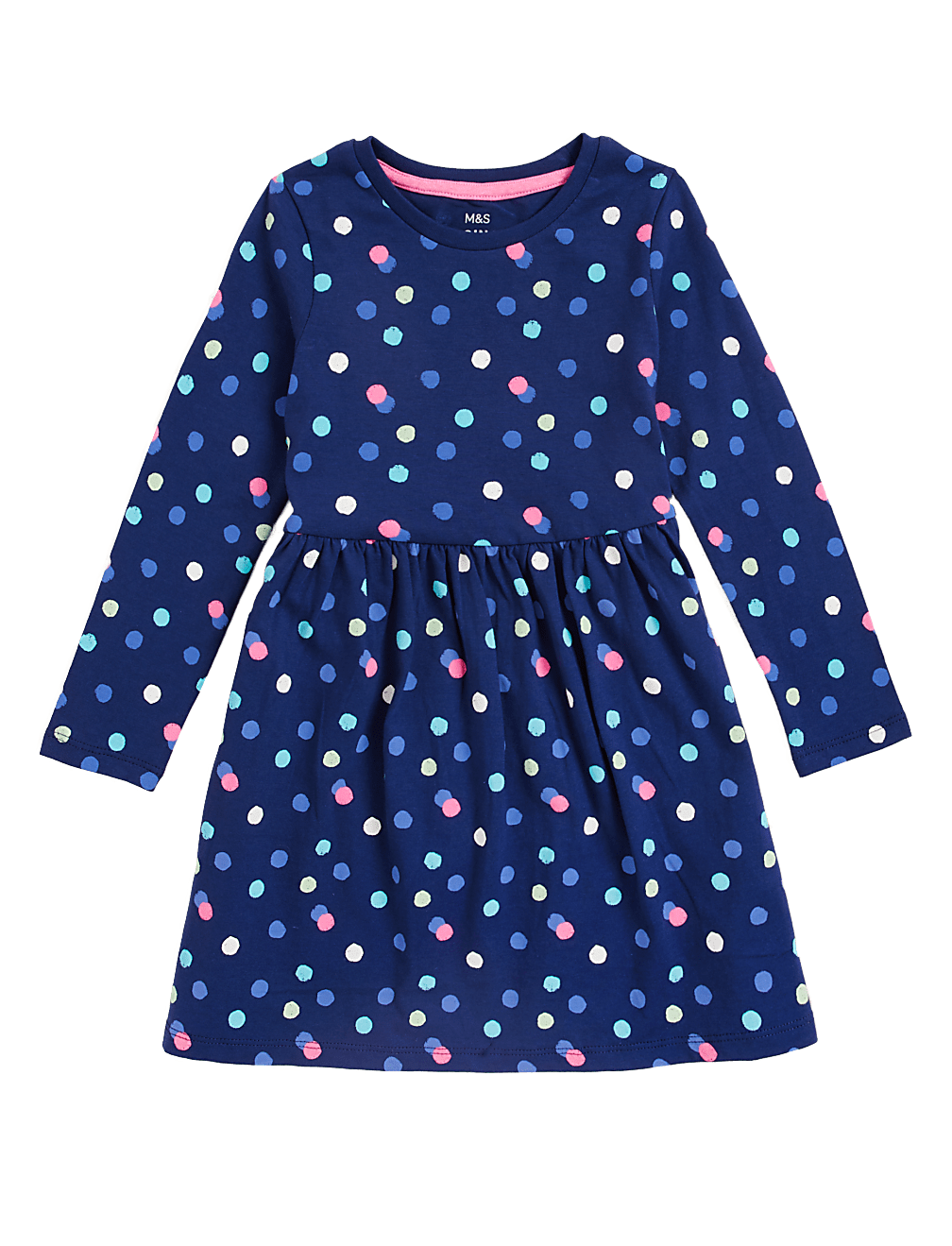 Pure Cotton Spotted Dress (2-8 Yrs)