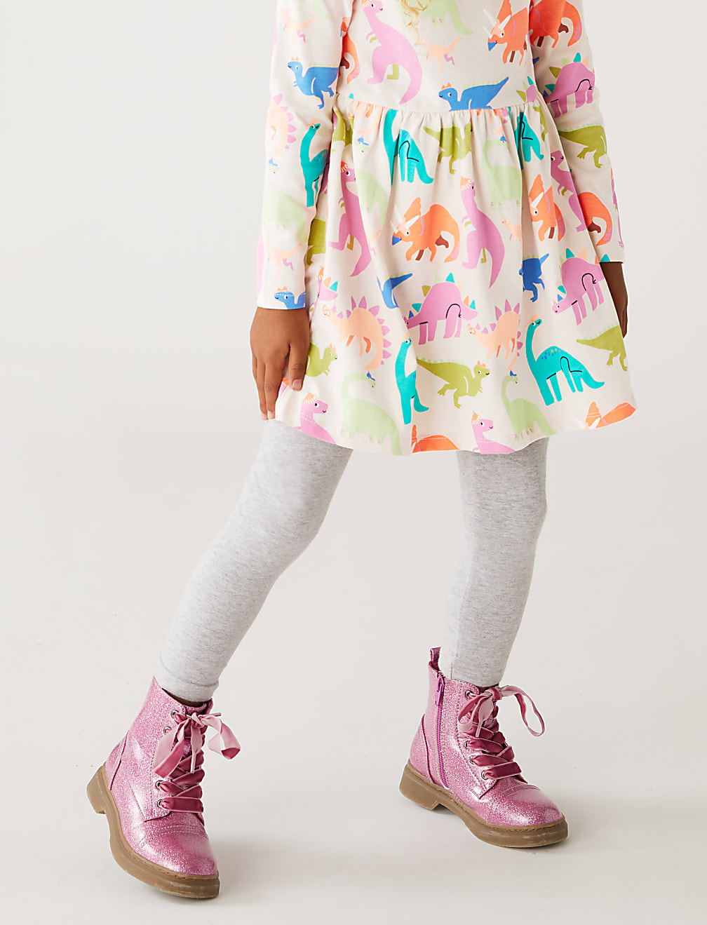 Pure Cotton Dinosaur Print Dress (2-7 Yrs)