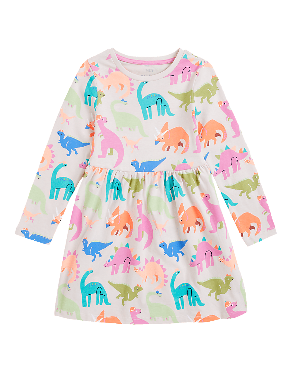 Pure Cotton Dinosaur Print Dress (2-7 Yrs)