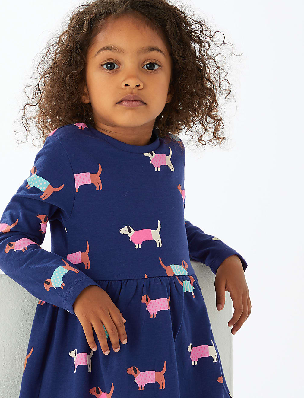 Buy Pure Cotton Sausage Dog Print Dress 2 7 Yrs at Marks Spencer