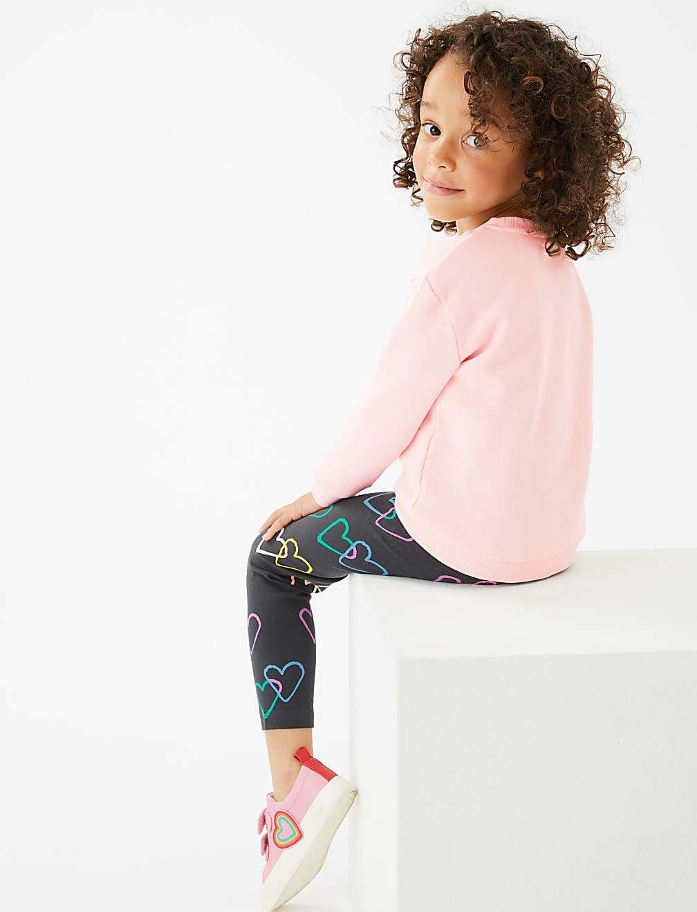 Cotton Rich Heart Print Sweatshirt (2-7 Yrs)