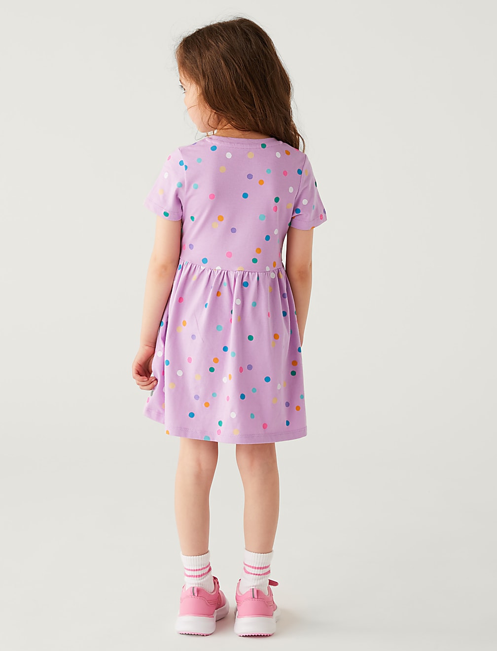Pure Cotton Spotted Dress (2-8 Yrs)