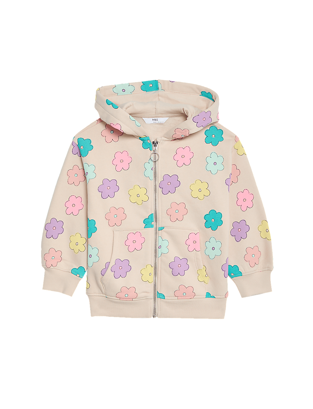 Cotton Rich Printed Zip Hoodie (2–8 Yrs)
