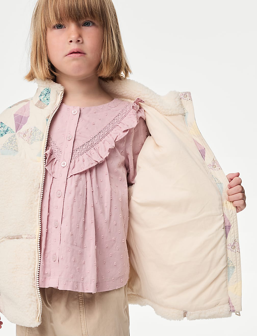 Borg Patchwork Jacket (2-8 Yrs)