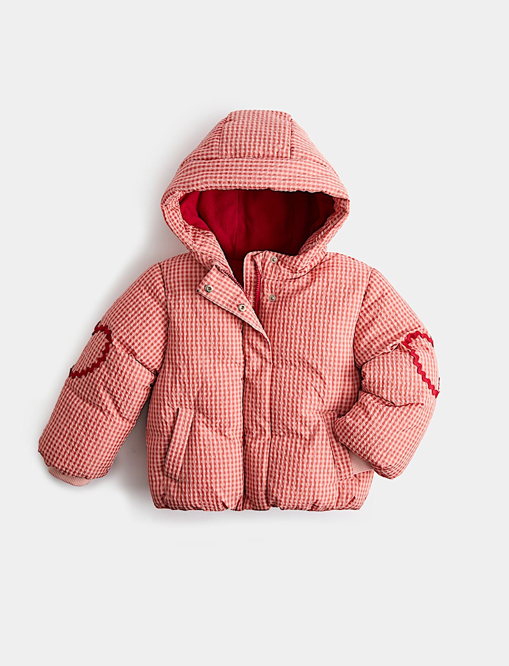 Gingham Hooded Puffer Coat (2-8 Yrs)