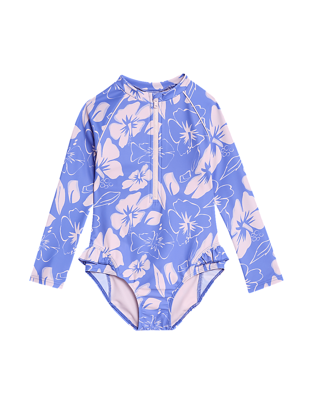 Floral Print Long Sleeve Swimsuit (2-8 Yrs)